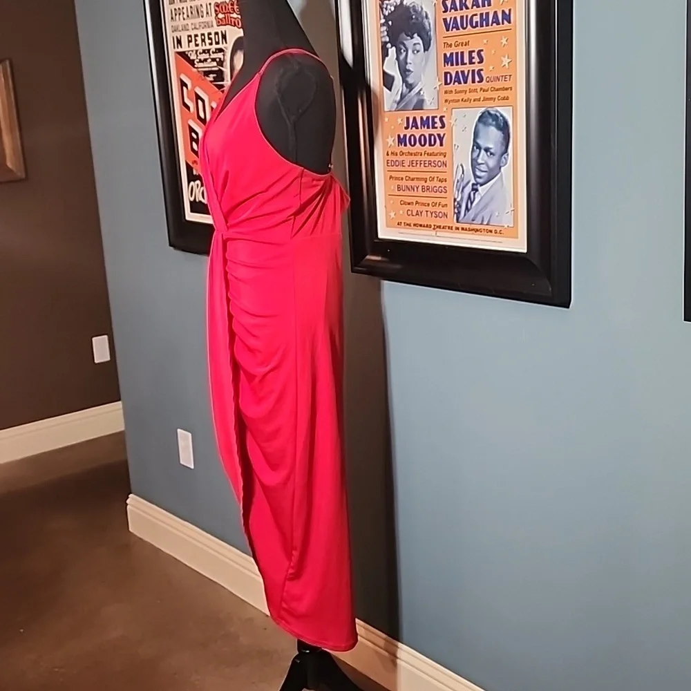 Red Sleeveless Draping Dress